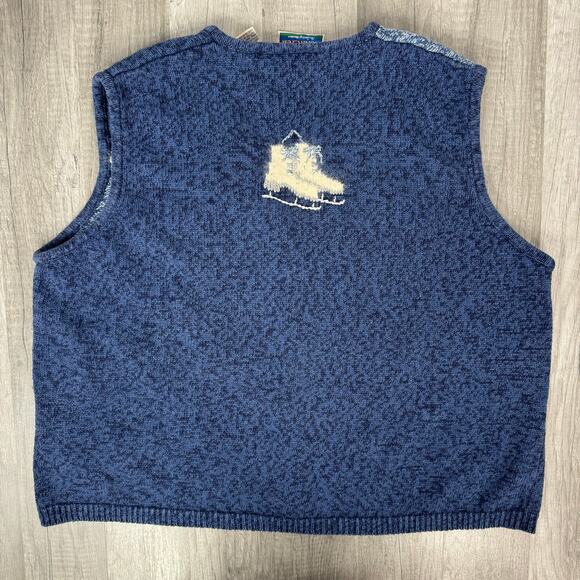 VINT Sweater Vest Button V-Neck Winter Snow Ice Skates Size Novelty 2X Plus Size - Picture 6 of 7